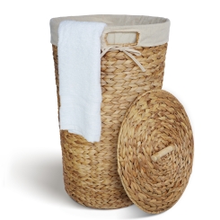 Casa Mina® Wäschekorb mit Deckel - Lombok I Atmungsaktiver Wäschekorb aus 100% Naturfaser 