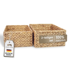 Casa Mina® Regalkorb aus Wasserhyazinthe 2er Set M+L 