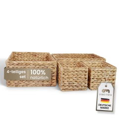 Casa Mina® Regalkorb aus Wasserhyazinthe 4er Set S 