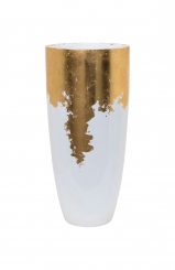 Pflanzkübel Fiberglas Luxe Lite Glossy Partner white/gold 91cm 
