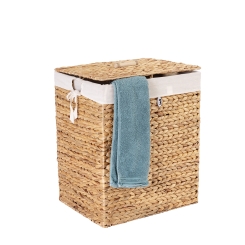 Casa Mina® Wäschekorb mit Deckel I Atmungsaktiver Wäschekorb geflochten aus 100% Naturfaser I Wäschekörbe - Busan 