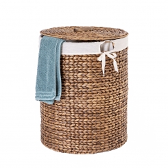 Casa Mina® Wäschekorb mit Deckel - Manila I Atmungsaktiver Wäschekorb geflochten aus 100% Naturfaser I Robuster Wäschesammler mit Griffen 