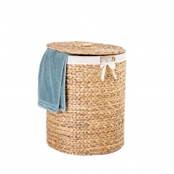 Casa Mina® Wäschekorb mit Deckel - Manila I Atmungsaktiver Wäschekorb geflochten aus 100% Naturfaser I Robuster Wäschesammler mit Griffen 