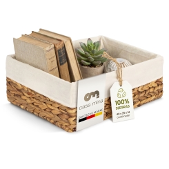 Casa Mina Korb Aufbewahrung L40xW25xH14cm 100% natürlich aus Wasserhyazinthe 
