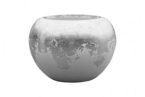 Pflanzkübel Fiberglas Luxe Lite Glossy Globe white/silver 27cm 