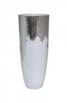 Pflanzkübel Fiberglas Luxe Lite Glossy Partner white/silver 91cm 