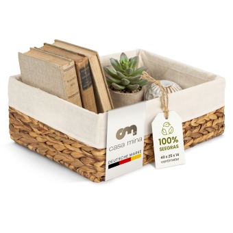 Casa Mina Korb Aufbewahrung L40xW25xH14cm 100% natürlich aus Wasserhyazinthe 
