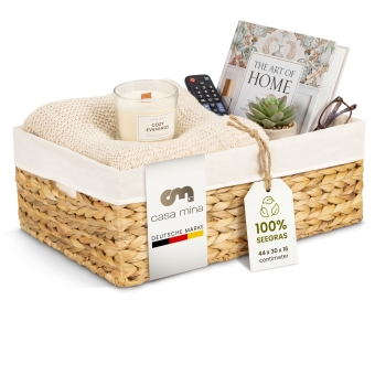 Casa Mina Korb Aufbewahrung L44xW30xH16cm 100% natürlich aus Wasserhyazinthe 