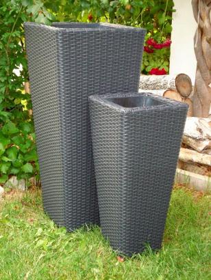 pflanzkubel polyrattan, polyrattan blumenkübel "rangoon" 2er set grau, Design ideen